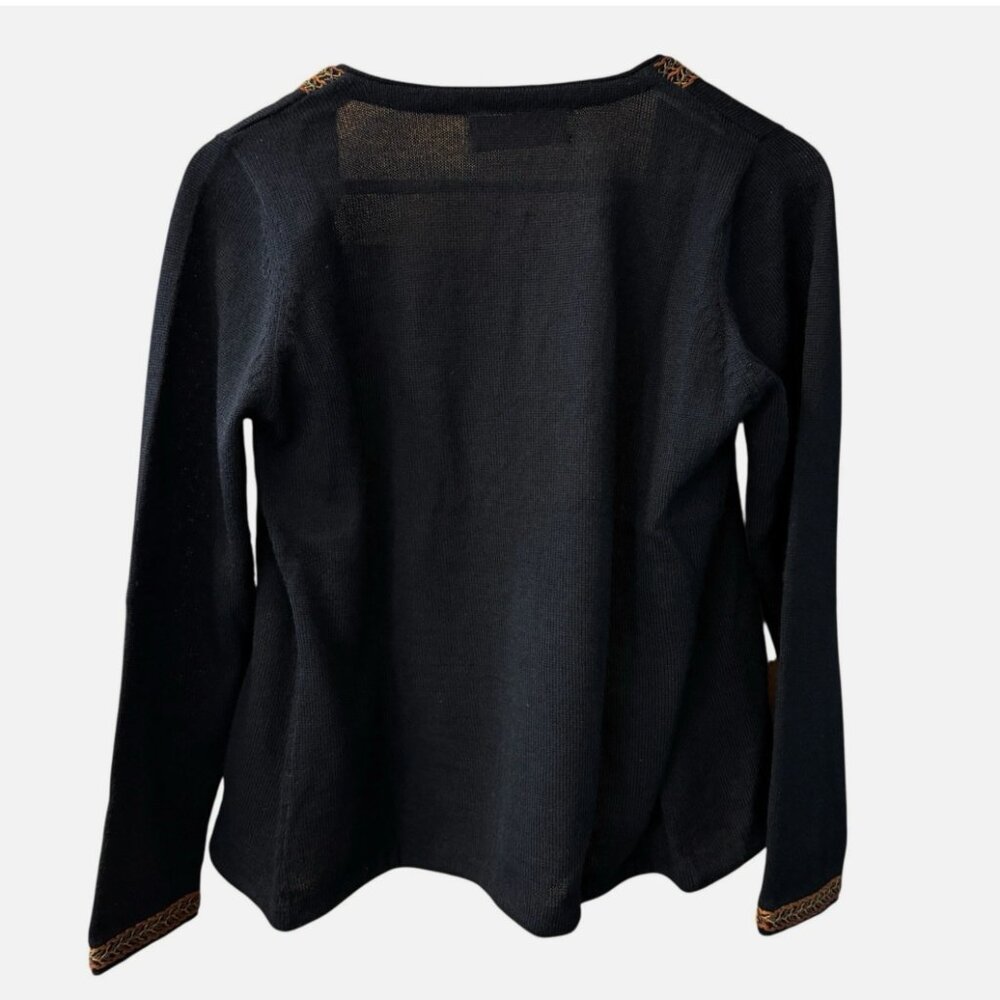 NWT 100% Peru Baby Alpaca Wool Embroidered Black Cardigan Sweater Women's size S - Picture 5 of 6